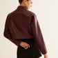 Versatile Zipper Faux Leather Jacket