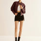 Versatile Zipper Faux Leather Jacket