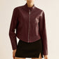 Versatile Zipper Faux Leather Jacket