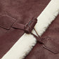 Fleece Lined Faux Leather Lapel Coat