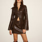 Double Zip Faux Leather Slit Jacket