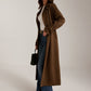 Suede Belted Button Long Trench Coat