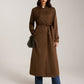 Suede Belted Button Long Trench Coat