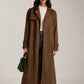 Suede Belted Button Long Trench Coat