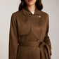 Suede Belted Button Long Trench Coat