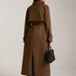 Suede Belted Button Long Trench Coat