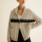 Color Block Twist Zipper Knit Outerwear