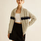 Color Block Twist Zipper Knit Outerwear