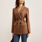 Wool-Blend Textured Belted Blazer