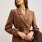Wool-Blend Textured Belted Blazer