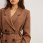 Wool-Blend Textured Belted Blazer