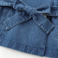 Minimalist Plain Belted Denim Jacket