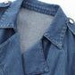 Minimalist Plain Belted Denim Jacket