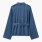 Minimalist Plain Belted Denim Jacket