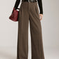 Wool-Blend Chevron Wide-Leg Pants Without Belt