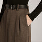 Wool-Blend Chevron Wide-Leg Pants Without Belt