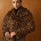 Leopard Printed Faux Fur Warm Coat