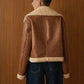 Minky Faux Leather Zipper Jacket