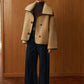 Contrast Piping Shift Minky Coat