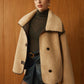 Contrast Piping Shift Minky Coat