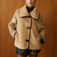 Contrast Piping Shift Minky Coat