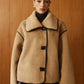 Contrast Piping Shift Minky Coat