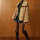Contrast Piping Shift Minky Coat
