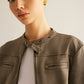 Boheme Button-Collar Zipper Jacket