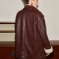 Fleecing PU Leather Belted Jacket