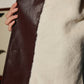 Fleecing PU Leather Belted Jacket
