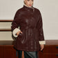 Fleecing PU Leather Belted Jacket