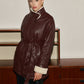 Fleecing PU Leather Belted Jacket