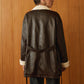 Fleecing PU Leather Belted Jacket