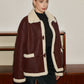 Fleece Lined Faux Leather Lapel Coat