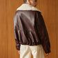 Fleece Lined Faux Leather Zipper Coat