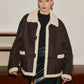 Fleece Lined Faux Leather Lapel Coat