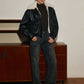 Fleece Lined Faux Leather Zipper Coat