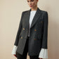 Wool-Blend Chevron Tweed Fit Blazer