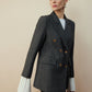 Wool-Blend Chevron Tweed Fit Blazer