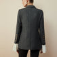 Wool-Blend Chevron Tweed Fit Blazer