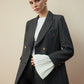 Wool-Blend Chevron Tweed Fit Blazer