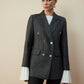 Wool-Blend Chevron Tweed Fit Blazer