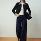 Plaid-Collar Short Jacket
