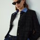 Plaid-Collar Short Jacket