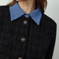Plaid-Collar Short Jacket