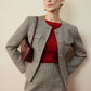Houndstooth Button Short Blazer
