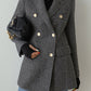 Wool-Blend Chevron Tweed Fit Blazer