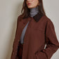 Contrast Collar Pleated Trench Coat