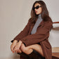 Contrast Collar Pleated Trench Coat