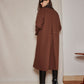 Contrast Collar Pleated Trench Coat